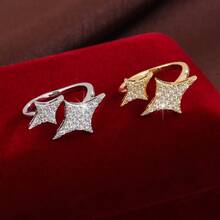 1 件简约四角星可调节设计方晶锆石镶嵌女士戒指 - 彩色 - 查看 7