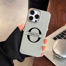 定制姓名首字母大字母手机壳适用于苹果 16 15 4 13 12 11 Pro Max Plus 个性化 DIY 名字防震哑光彩色手机壳,适合女孩和男孩的礼物 - 深灰色 - 查看 2