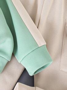 Toddler Letter Graphic Print Warm Crew Neck Sweatshirt And Pants Set - Green - View 3