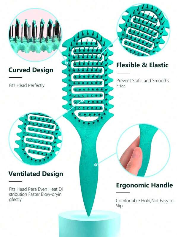 1 Pieza nueva cepillo rizador mejorado con cerdas y diseño especial, cepillo rizador especialmente para cabello rizado, que da forma y estilo a los rizos para hombres y mujeres, reduciendo el jalado y separación de los rizos. Cepillos de pelo, peines, herramientas de cabello, productos y accesorios de cabello para esenciales de belleza y viaje de peluquería