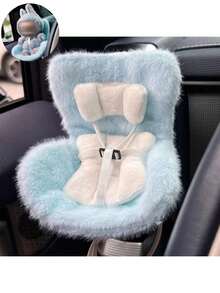 [仅座椅] 可爱汽车安全座椅装饰，适用于拉布布、汽车出风口配件、内饰装饰、座椅伴侣毛绒玩具，10-25厘米，配有备用安全带和座椅腿支撑 - 彩色 - 查看 4