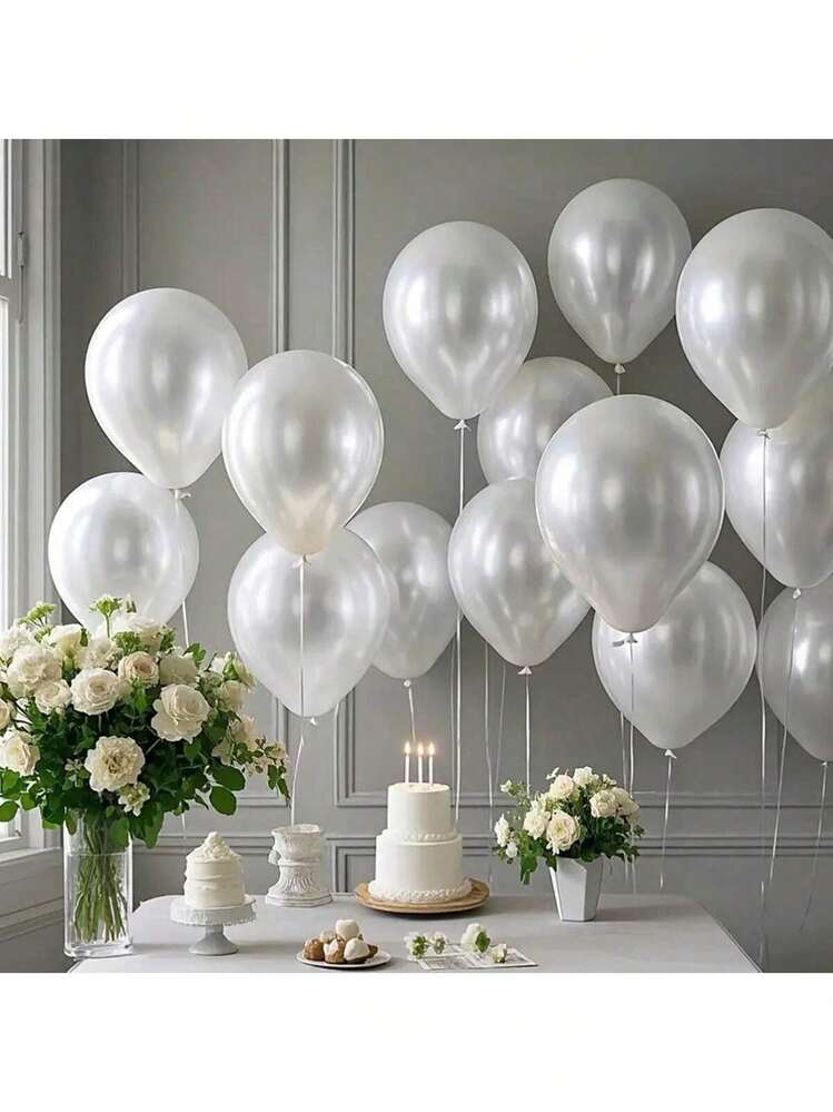 25pcs, Pearl White Balloon Set, Very Suitable For Birthdays, Weddings, Valentine's Day, Thanksgiving, Mother's Day, Halloween, Christmas, New Year, Opening Ceremony, Graduation Season, House Decoration, Balloon Arrangement, Balloon Party, Photography Posing Props, Check-In Photo Atmosphere Background, Photo Ornaments And Still Life Decoration. - Pearl White - View 6