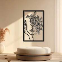 1 件抽象女性线条金属装饰壁挂艺术品，个性化艺术空心铁艺墙画，适用于家庭白墙、客厅、餐厅、卧室、浴室、情人节礼物