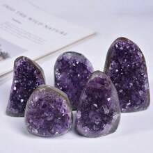 1PC Hot High Quality Mini Natural Amethyst Cluster Crystal Geode Cave Raw Healing Stone Mineral Specimen Mysterious Gemstone Home Office Desktop Decoration