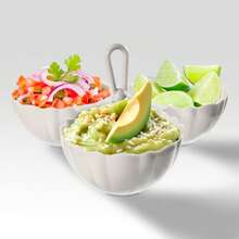 Salsera triple 6 piezas plástico 250ml 3 compartimentos cocina hogar resistente fácil limpiar presentación práctica multifuncional para salsas condimentos snacks ensaladas organización mesa eventos fiesta duradero colores variados - Blanco - Ver 1