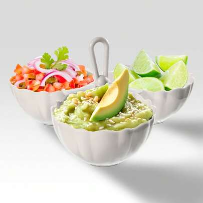 Salsera Triple 1pzs Plástico Colores 250 ML 3 Compartimentos.