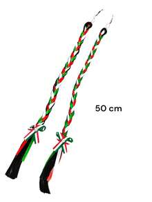 Kit de  4 pzs u 8 pzs de trenzas tricolor de independencia de México miden 50 cm de largo, 15 de septiembre, 16 de septiembre china poblana, fiesta mexicana, trenza mexicana, disfraz mexicano - 4 pares - Ver 2
