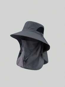 1pc Unisex Solid Color Sun Protection Neck Gaiter, Outdoor Fishing Hiking Wide Brim Sun Hat, Suitable For Daily Outing, Hiking, Camping, Fishing