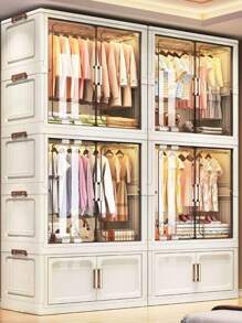 5/4/3/2/1 Layer Simple Folding Wardrobe Closet, Clothes Storage Cabinet For Bedroom, Living Room, Rental Apartment OrganizationFor Women Storage Organizer Travel Essentials Back To School Dormitory Storage