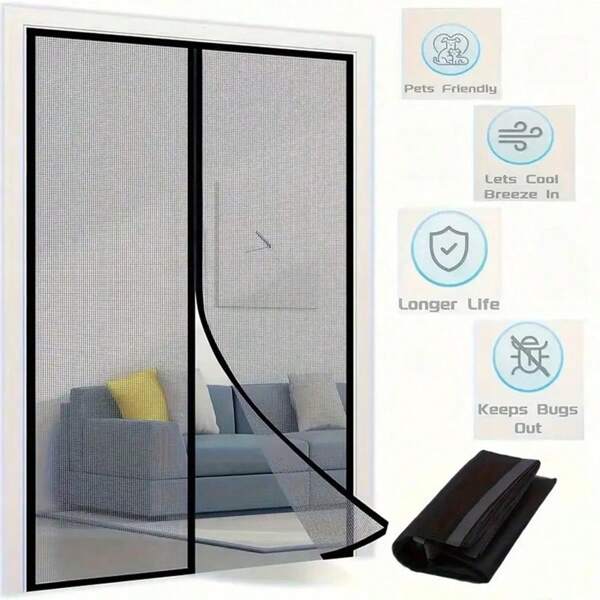 Easily Installable Magnetic Screen Door - Prevents Insect Invasion, Draws In Fresh Air | Self-Sealing, Heavy-Duty Mesh Curtain Suitable For All Seasons | Perfect For Bedroom And Home Decor, Hands-Free, Room Partition