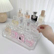 Organizer per trucco in acrilico a 3 ripiani, supporto da bancone in plastica lucida, scatola di stoccaggio cosmetici portatile, adatta per vanità, scrivania, cucina e bagno, senza elettricità richiesta