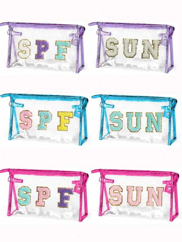 1 Piece Waterproof Clear SPF Cosmetics Bag PVC Zippered Toiletry Sunscreen Pouch Portable Travel SPF SUN Chenille Patches Makeup Bag Vinyl Plastic Organizer Case For Vacation Bathroom Summer Beach Swimming Travel,Makeup Bag,Make Up Bag,Makeup Bags,Cosmetic Bag,Makeup Organiser,Travel,Makeup Pouch,Bag,Vanity,Make Up Pouch,Travel Essentials,Pouch Bag,Travel Essential,Vanity Accessories,Small Makeup Bag,Makeup Pouch,Cosmetic Bag,Travel Essential,Large Capacity,Large Makeup Bag,Christmas Gifts,Pouch,Travel,Gifts For Women,Women's Necessaire,Travel Essential,Pouch,Clutch / Small Handbag,Necessaire,Makeup Organizer,Makeup Organize,Pouch,Brush Holder,Mini Pouch,Large Capacity Pouch