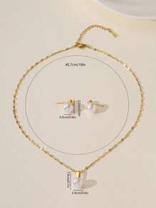 Conjunto de 3 Peças de Joias Minimalistas na Moda Versátil para Transporte, Colar, Gargantilha e Brincos de Pérola Falsa para Mulheres