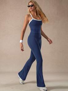 NcmRyu 1 套女士瑜伽、网球、普拉提、跑步、训练、休闲运动套装 - 藍色 - 查看 4