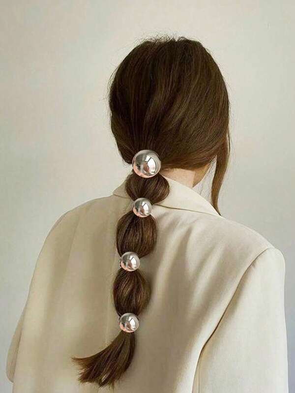 4pcs/Set Super Shiny Ball High Elastic Rubber Band, Simple High-End Hair Tie New Korean Style Ponytail Headdress, Elegant High-End Prom Decoration Hair Tie, Ladies And Women Princess Style Casual Casual Hair Accessories, Gift Photo Props, Hair Bobble, Hair Tie ,Hair Accessories, Ponytail Holders, Hair Elastics, Hair Rubber Bands