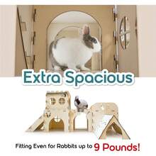 ®  Large Rabbit Hideout And Castle - Easy To Assemble Wooden Houses And Hideouts With Ramps And Tunnels Bunny Castle And Rabbit House For Rabbits To Hide And  Indoor - 1 - View 2