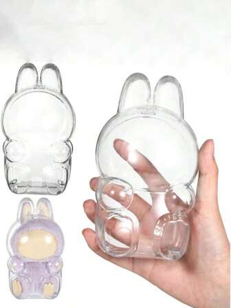 1 pièce Étui de protection pour Labubu, sac d'affichage de figurine transparent avec porte-clés pour poupée Labubu, boîte de rangement en plastique, vitrine acrylique pour figurine Labubu, sac porte-clés transparent portable pour exposition de jouets -- Poupée non incluse