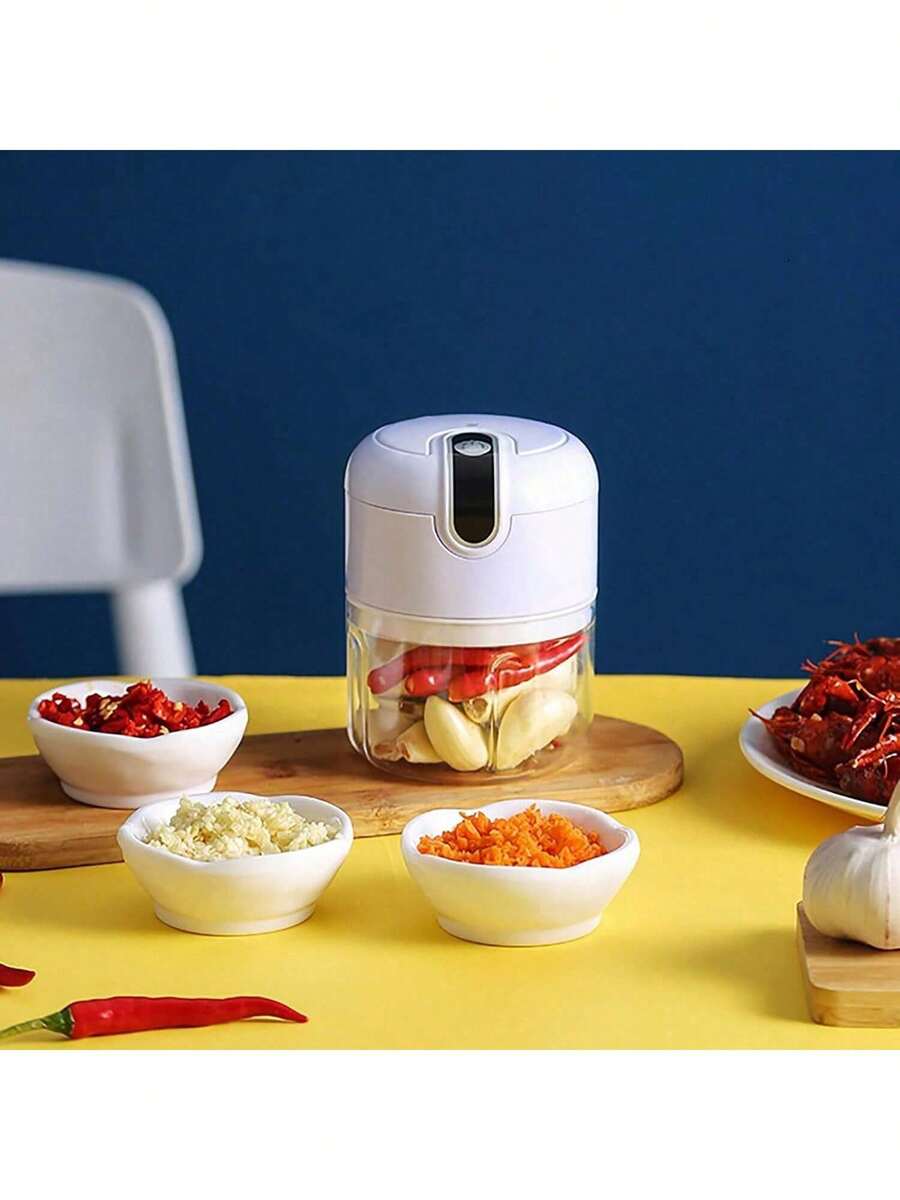 Picadora de ajo eléctrica mini picadora alimentos USB recargable cocina utensilio compacto portátil fácil limpieza práctico procesamiento alimentos diseño moderno multifuncional ayuda hogar - Multicolor - Ver 1