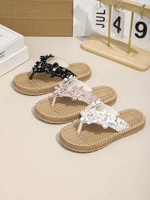 1 Pair Plain Color Flip Flops, Casual Minimalist Versatile Slippers - Black - View 7