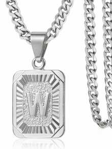 1 款定制字母方形吊坠项链，简约时尚的珠宝设计，专为男士打造的个性化项链。非常适合送给男朋友或父亲，适合节日、聚会和周年纪念等场合。采用镀金铜材质打造，散发奢华质感。 - 彩色 - 查看 31