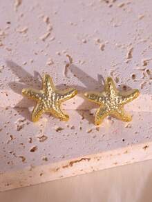 Seashell, Conch, Starfish Lightweight Luxury Beach Style Earrings For Women And Girls, Suitable For Beach Travel And Vacation - Gold - View 5