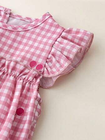 2件套新生女宝宝可爱时尚无袖连体衣和帽子套装，夏季