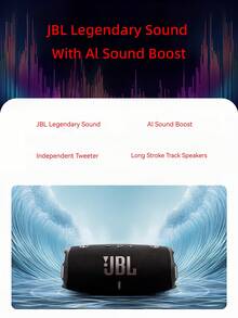 JBL Altavoz Bluetooth portátil, resistente al agua y a los golpes, Carga 6, sonido pro audaz, mejora de sonido por IA, 28 horas de reproducción, batería portátil incorporada, correa desmontable resistente - Negro - Ver 7
