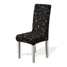 1/4/6/100 piezas Fundas de silla con estampado navideño, fundas elásticas a prueba de polvo con decoración navideña de dibujos animados para sillas del comedor, decoración navideña, fiesta festiva