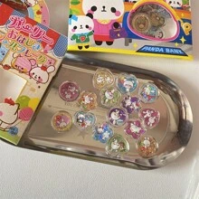 15pcs Y2k Crystal Marbles Stickers 3d Laser Sparkling Heart-Shaped Animal Mobile Phone Case Stickers School Supplies, Back To School