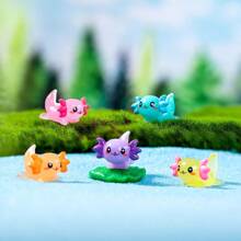 7/14 Stücke Miniatur Axolotl Figuren Set - Sammelbare Harz Salamander Tischdekoration, Mehrfarbige süße Tier Figuren für Miniatur Landschaften, Märchengarten Accessoires