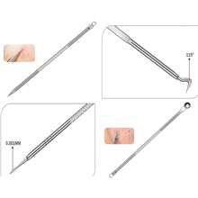 Kit de eliminación de puntos negros y granos 4 piezas con extractor de espinillas, acné y comedones en nariz y rostro, conjunto de eliminación de puntos blancos de acero inoxidable