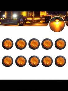 Round Mini LED Decorative Lights, Car Front And Rear Side Logo Indicator Lights, Outline Lights, Marker Signal Lights, Bullet Logo Lights, Waterproof Design, Enhance The Night Decoration Atmosphere Of The Whole Vehicle, Suitable For Trucks, RVs, Cars, Buses, Trailers, Auto Parts - Multicolor - View 12