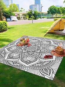 1pc New Outdoor Waterproof Anti-Sand Digital Printed Picnic/Beach Blanket, Fashion And Fresh Pattern, Suitable For Camping And Picnics