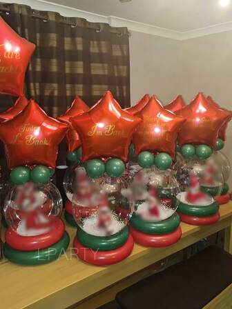 9 buc/set baloane decorative pentru petrecerea de Crăciun, baloane decorative cu zâne, baloane din latex transparent de 18 inch, baloane rotunde în formă de stea de 18 inch, Anul Nou, accesorii pentru decorul camerei