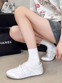 1 双女士优雅时尚简约轻便舒适迷人休闲芭蕾平底鞋，2025 新款通勤法式复古镂空防滑柔软运动休闲玛丽珍鞋 - 米色 - 查看 5