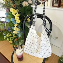 Women's Nylon Polka Dot Tote Bag, Lightweight, Large Capacity, Perfect For Commuting To Work Or School, Convenient Shoulder Bag