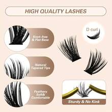 DlY Eyelash Extension Set, 400 D-Curl Individual Eyelash Sets With Eyelash Bond And Seal, Applicator And Remover - For DlY Eyelash Extensions At Home (60D-80D, D-Mix 9-16mm Sets) - 黑色 - 查看 5