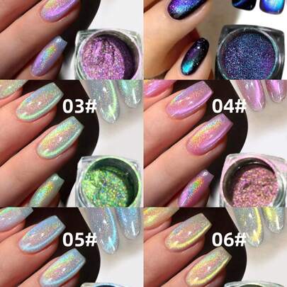 1 件猫眼镀铬指甲粉，变色龙磁力粉，9D 猫眼效果，镜面效果颜料粉，颜色变化，彩虹色。非常适合女士美甲设计、美甲 DIY 或节日礼物