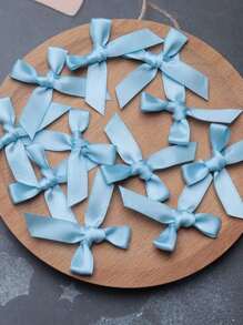 50Pcs/Pack Colorful Ribbon Bows Gift Packaging Decoration Handicraft Card Decoration, Hair Accessories, Balloons Bows, Wedding Party Decoration, Room Decor, Home Decor-Light Blue