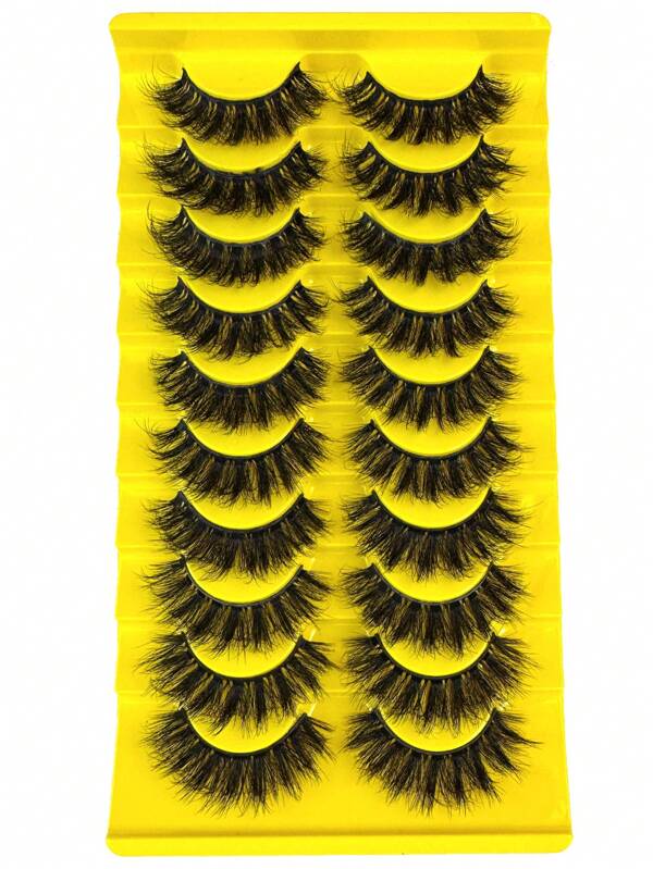 10 pares de pestañas postizas de ojos de gato, suaves y esponjosas, de 3D falso visón, pestañas de visón rizado hechas a mano para un aspecto natural, efecto de múltiples capas dramático, curvadas y cómodas, de visón falso versátil, con extremo exterior alargado para un aspecto encantador, reutilizables