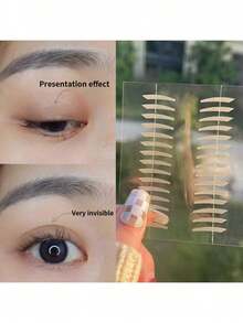 300片隐形防水双眼皮贴，双面可用，适合学生和眼袋人群，自然无痕效果，化妆，价格实惠，可用于房间装饰、梳妆台、旅行、卧室、化妆配件、圣诞礼物、化妆品、化妆工具、便宜货、礼物、女士礼物、圣诞礼物 - 裸色 - 查看 8