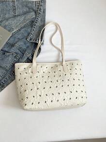 Sweet Girl Bow Women's Bag New Fashion College Style Simple Large Capacity Single-Shoulder Tote Bag