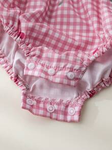 2pcs/Set Newborn Baby Girl Cute Fashionable Sleeveless Bodysuit And Hat Set, Summer