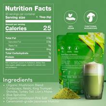 Focus & Glow Matcha – 6 Mushrooms + Organic Ceremonial-Grade Matcha | Energize, Detox & Nourish From Within | 60 Servings