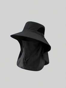 1pc Unisex Solid Color Sun Protection Neck Gaiter, Outdoor Fishing Hiking Wide Brim Sun Hat, Suitable For Daily Outing, Hiking, Camping, Fishing