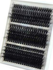 300 sztuk mieszanych zestawów do przedłużania rzęs Fluffy Volume 100D 90D 80D 60D 70D, długość i podkręcenie, skręt C/D/DD, 12-20 mm, rzęsy do makijażu, ślubne/ślubne, czarne, książka o przedłużaniu rzęs o dużej objętości