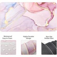 Large Mouse Pad Desk Dad, 4-In-1 Keyboard Wrist Rest Pad & Wrist Support Mouse Pad Set, Extended Desk Pad Waterproof Desk Home Office Study Game-Blue Marble - đá cẩm thạch hồng - Xem 4