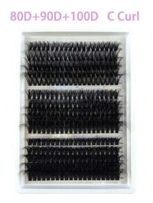 300 sztuk mieszanych zestawów do przedłużania rzęs Fluffy Volume 100D 90D 80D 60D 70D, długość i podkręcenie, skręt C/D/DD, 12-20 mm, rzęsy do makijażu, ślubne/ślubne, czarne, książka o przedłużaniu rzęs o dużej objętości