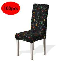 1/4/6/100 piezas Fundas de silla con estampado navideño, fundas elásticas a prueba de polvo con decoración navideña de dibujos animados para sillas del comedor, decoración navideña, fiesta festiva