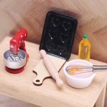 Dollhouse Mini Kitchen Accessories, Baking Tools Model Parts, Mini Hand Mixer, Sweet Box, Egg Tray, Miniature Kitchen Food Toy, Baking Scene BJD Mini Cookies, Bread, Cooking Gloves, Apron